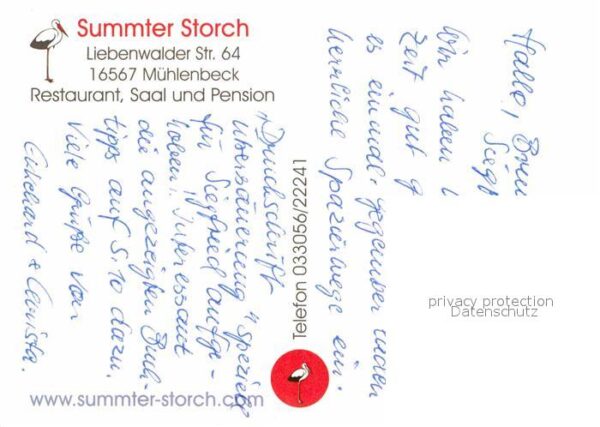 Muehlenbeck Summter Storch Restaurant Saal Pension – Bild 2