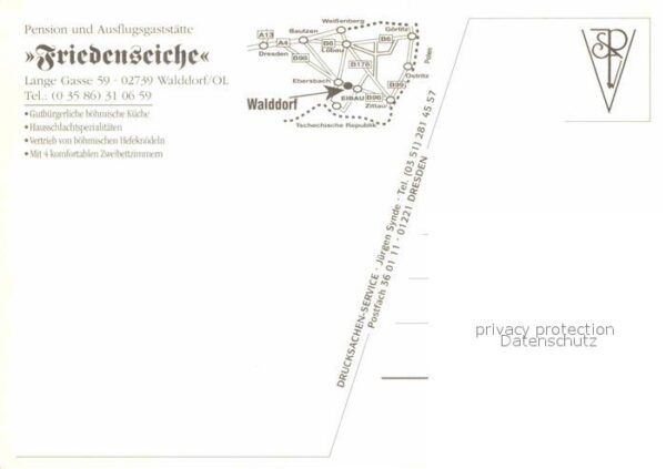 Walddorf Sachsen Pension Restaurant Friedenseiche – Bild 2