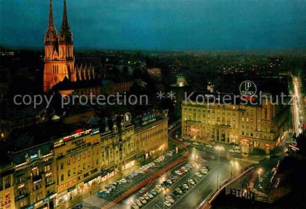 Zagreb Nachtaufnahme Stadtzentrum