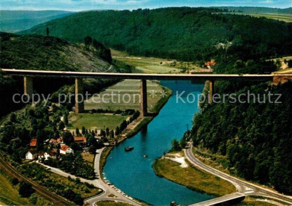 Werratal Fliegeraufnahme mit Autobahnbrücke