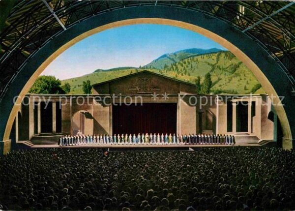 Oberammergau Passionstheater Bühnr mit Chor