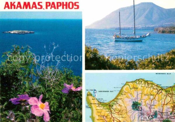 Paphos Akamas Seegelboot Landkarte