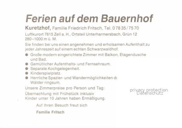 Unterharmersbach Ferien auf dem Bauernhof Kuretzhof – Bild 2