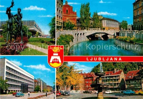 Ljubljana Ortspartien Brücke Fluss