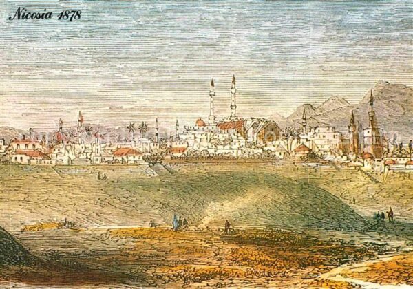 Nicosia Wood block engraving London 1878 Künstl