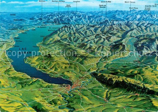 Geneve GE Panoramakarte mit Lac Leman
