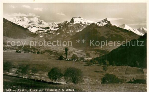 Aeschi BE Blick auf Blümlisalp und Altels