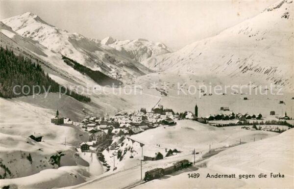 Andermatt UR Winterpanorama mit der Furka Feldpost