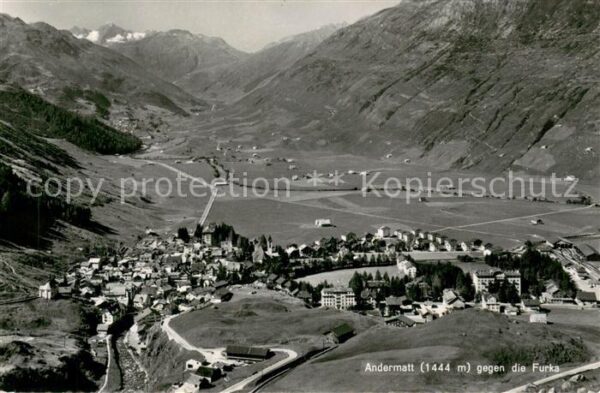 Andermatt UR Fliegeraufnahme mit Furka