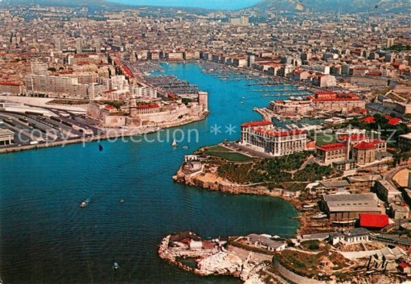Marseille 13 Vue aerienne du Port Fort St Jean et Fo