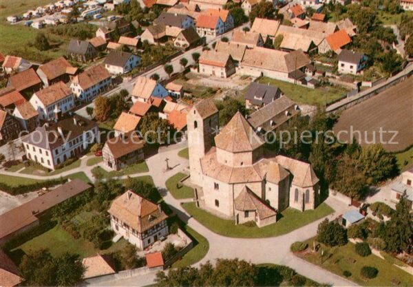 Ottmarsheim Haut-Rhin Vue aerienne de l’eglise octogonale du