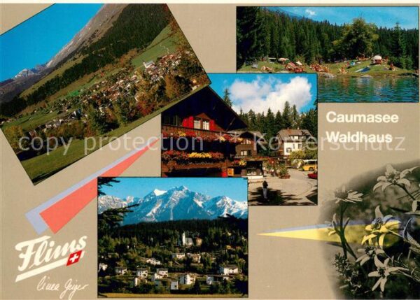 Flims GR Dorf mit Foppa Waldhaus mit Signina und
