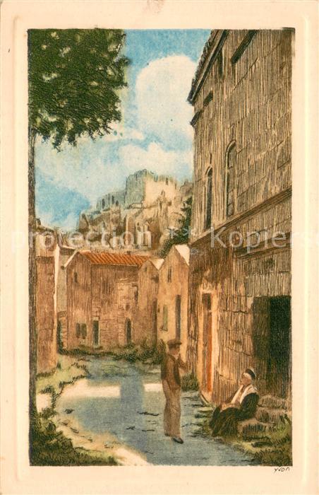 Les Baux de Provence Rue des Fours et le Chateau Peinture Kü