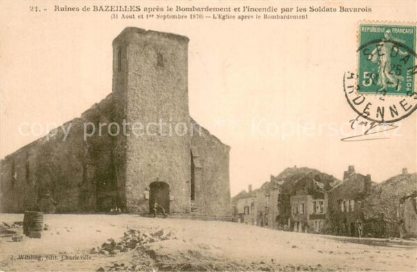 Bazeilles 08-Lamoncelle Ruines après le bombardement et l incen