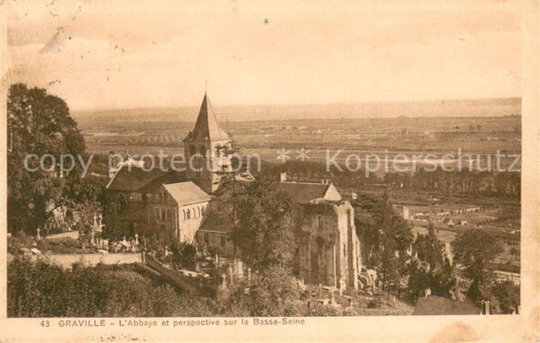 Graville-Sainte-Honorine Abbaye et perspective sur la Bassa Sein