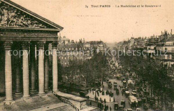Paris 75 Eglise La Madeleine et le Boulevard