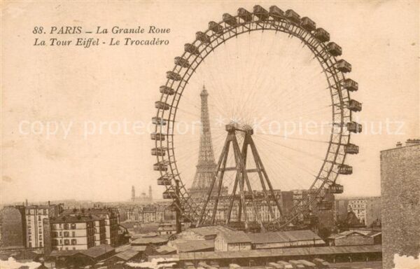 Paris 75 La Grande Roue La Tour Eiffel et le Tro