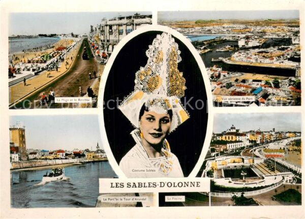 Les Sables-d Olonne 85 La plage et le remblai Costume Sablais