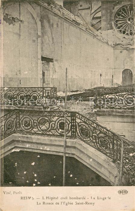 Reims 51 L Hopital civil bombarde