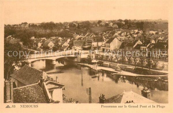 Nemours 77 Panorama sur le Grand Pont et la Plage