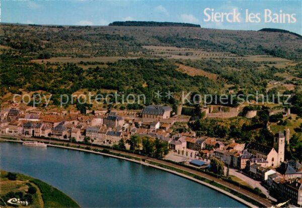 Sierck-les-Bains Moselle Vue aerienne Le chateau fort La Moselle