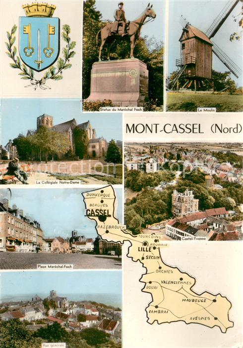 Mont-Cassel Nord Statue du Marechal Foch Le Moulin La Co