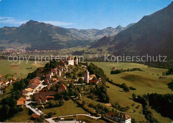 Gruyeres  Gruyere FR Vue aerienne et son chateau