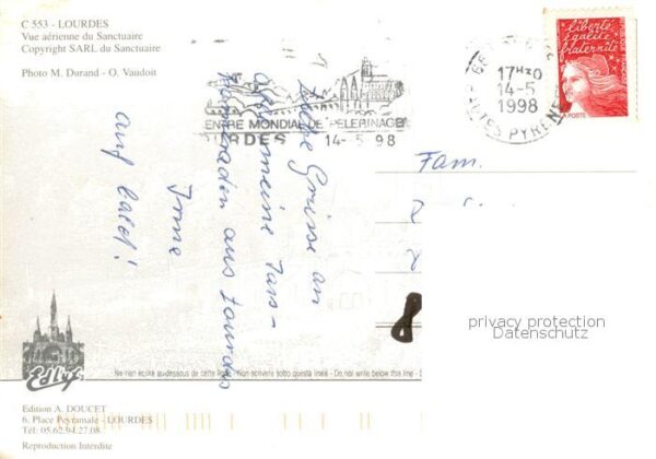 Lourdes Hautes Pyrenees Vue aerienne du Sanctuaire – Bild 2