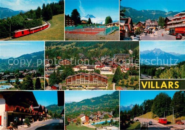 Villars Chesieres Eisenbahn Tennisplätze Panorama Schwimm