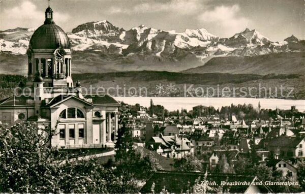 Zuerich ZH Kreuzkirche und Glarner Alpen