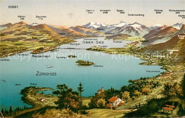 Zuerichsee ZH Panoramakarte