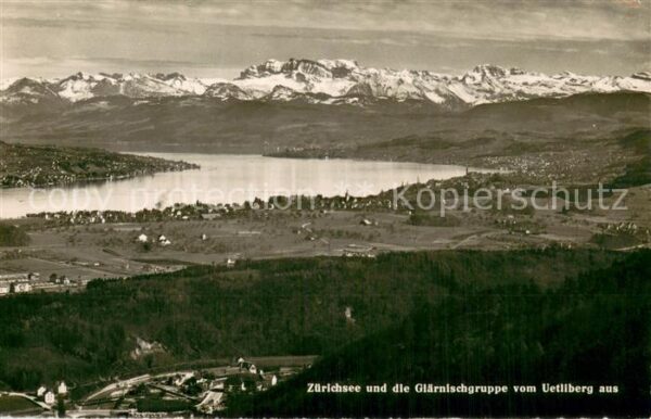 Zuerichsee ZH Blick vom Uetliberg mit Glärnischgruppe