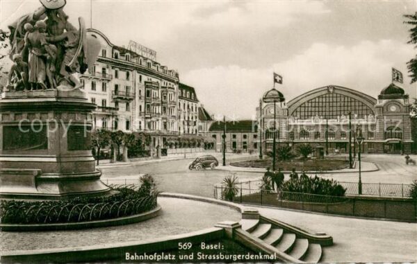 Basel BS Bahnhofplatz und Strassburgerdenkmal