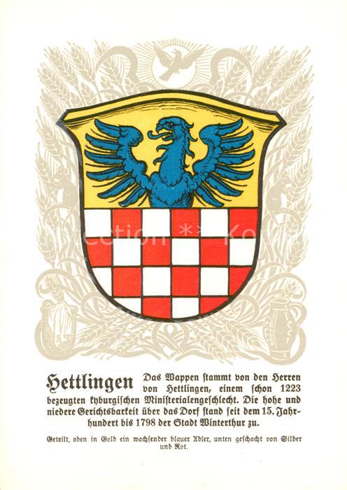 Hettlingen Winterthur ZH Stadtwappen Geteilt oben in Gold ein wa
