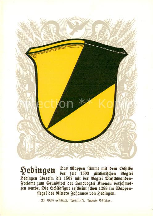 Hedingen ZH Stadtwappen In Gold gestürzte schräglin