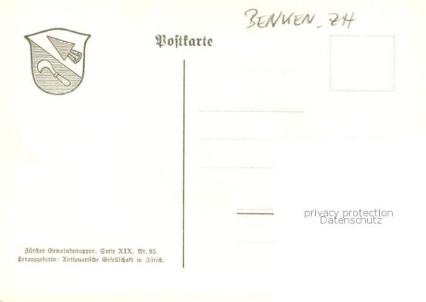 Benken ZH Zürcher Gemeindewappen Von Silber und B – Bild 2