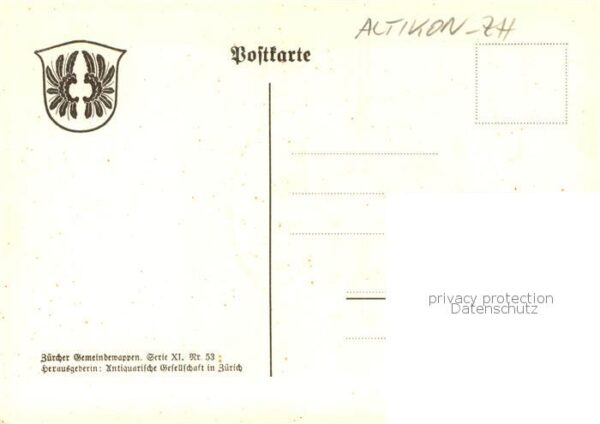 Altikon ZH Zürcher Gemeindewappen In Silber ein sc – Bild 2
