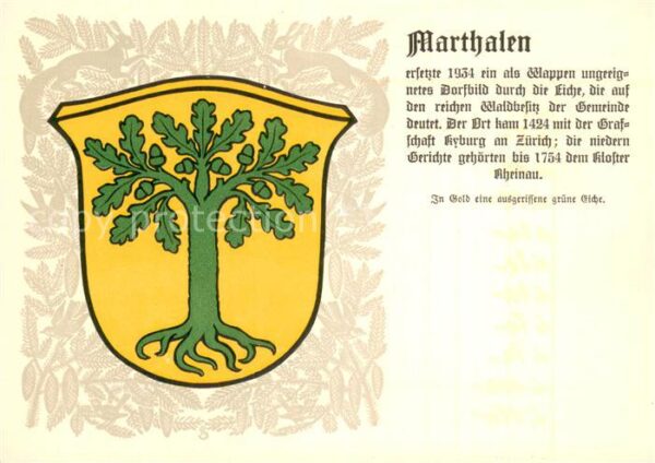 Marthalen ZH Zürcher Gemeindewappen In Gold eine aus
