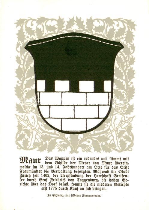 Maur Uster ZH Zürcher Gemeindewappen In Schwarz eine