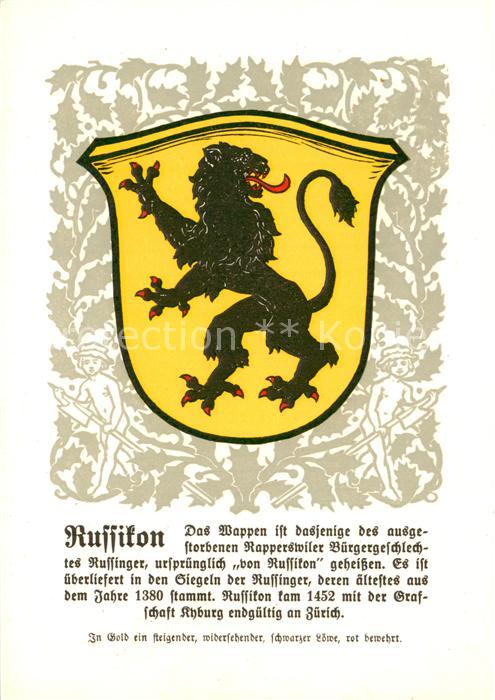 Russikon ZH Zürcher Gemeindewappen In Gold ein stei