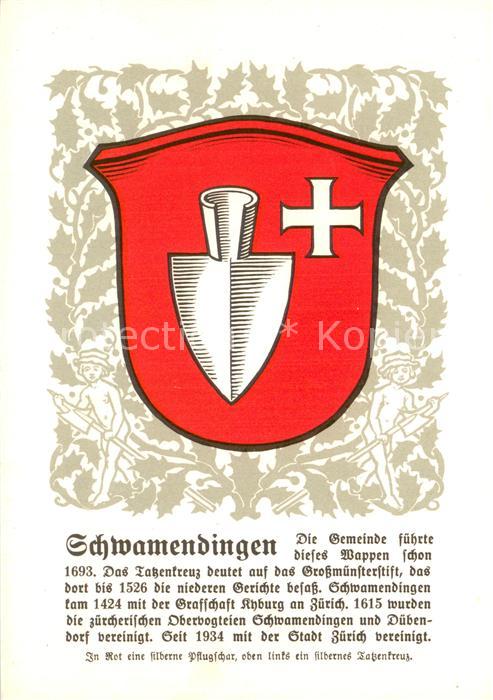 Schwamendingen Zuerich Gemeindewappen In Rot eine silberne Pfl