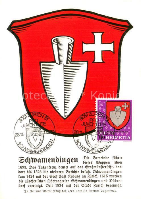 Schwamendingen Zuerich Gemeindewappen In Rot eine silberne Pfl