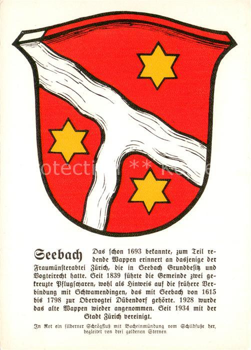 Seebach Zuerich Gemeindewappen In Rot ein silberner Sch