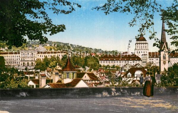 Zuerich ZH Blick vom Lindenhof auf Polytechnikum u