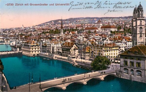 Zuerich ZH mit Grossmünster und Universität