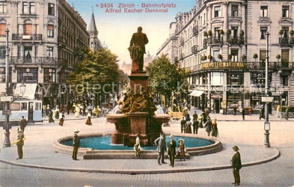Zuerich ZH Bahnhofplatz mit Alfred Escher Denkmal