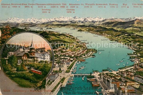 Zuerich ZH Zürichsee Panoramakarte Zürichberg Wald