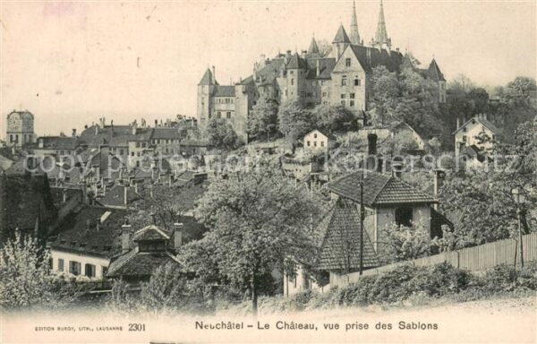 Neuchatel NE Le Chateau vue prise des Sabions