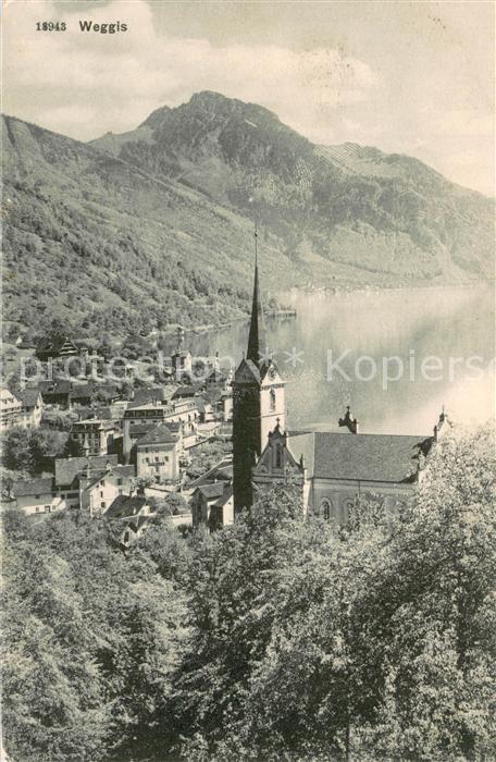 Weggis Vierwaldstaettersee Panorama mit Kirche