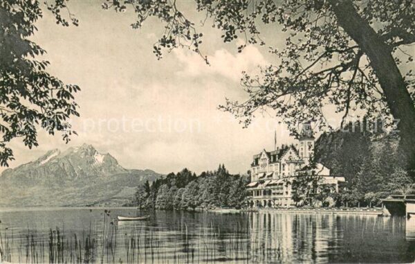 Hertenstein Vierwaldstaettersee mit Schloss und Pilatus